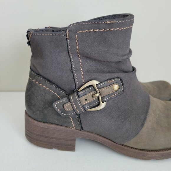 Earth Origins Prairie Phoenix Zip Up Gray Leather Suede Ankle Boots Size 6.5M - Picture 3 of 10